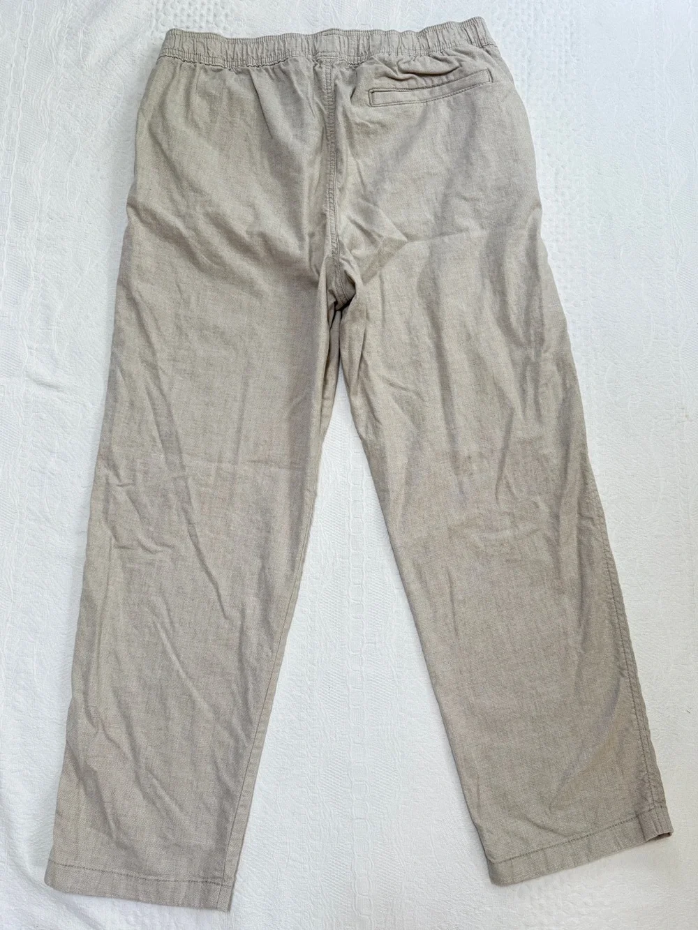 Hollister Men's Loose Fit Linen-Blend Pants Size Medium Tan Khaki